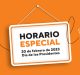 Horario para el lunes, 20 de febrero