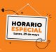 Horario para el lunes, 29 de mayo